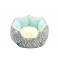 Octagonal grey pet bed with soft padded rim and removable inner mat for a small dog