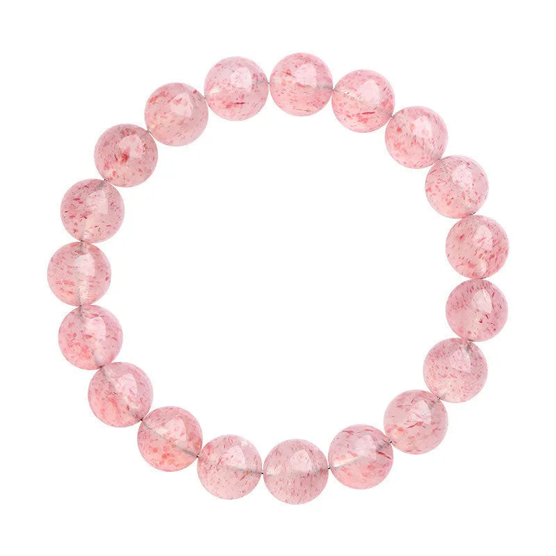 Natural white water strawberry quartz crystal bracelet with 19 round beads measuring 10-10.8mm