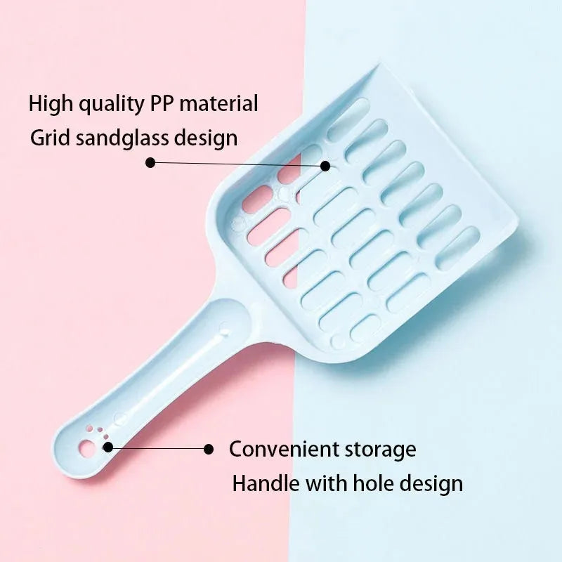 Plastic cat litter scoop tool in blue colour for pet toilet cleaning
