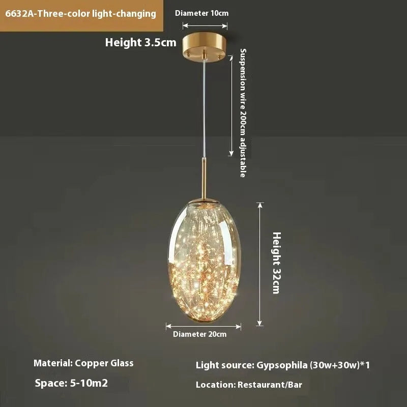 Modern glass chandelier ceiling light with adjustable height and remote control