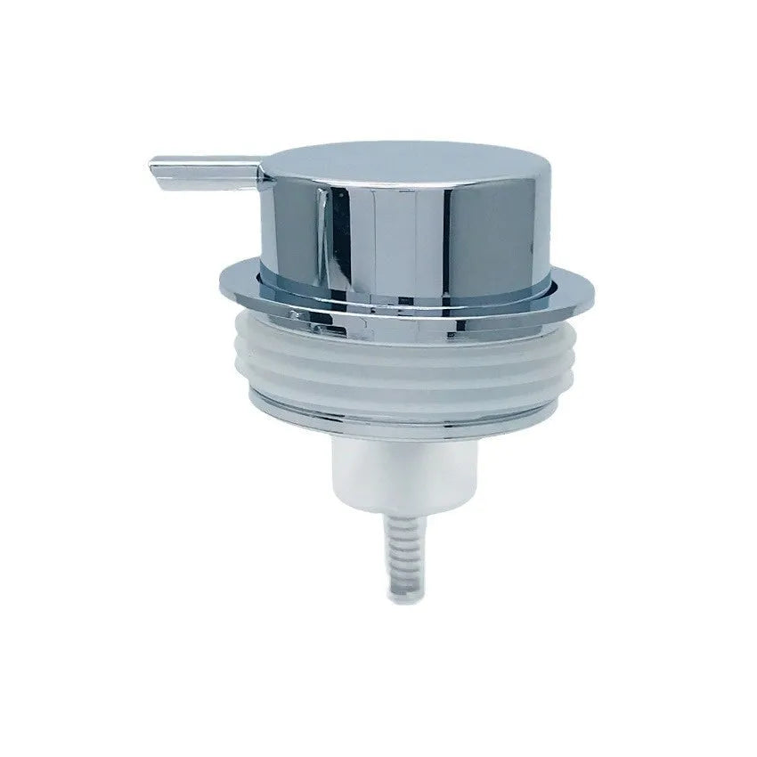 Foam pump dispenser with large head in metallic gold finish for facial cleansers and shower gels