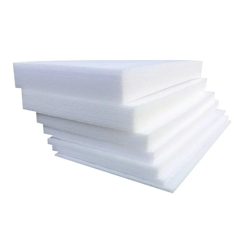 Large white EPE pearl cotton foam board showing its 2 metre by 1 metre dimensions and 10mm thickness.