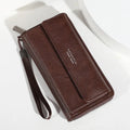 Men's casual PU wallet with multiple card slots in black, brown, or coffee colour