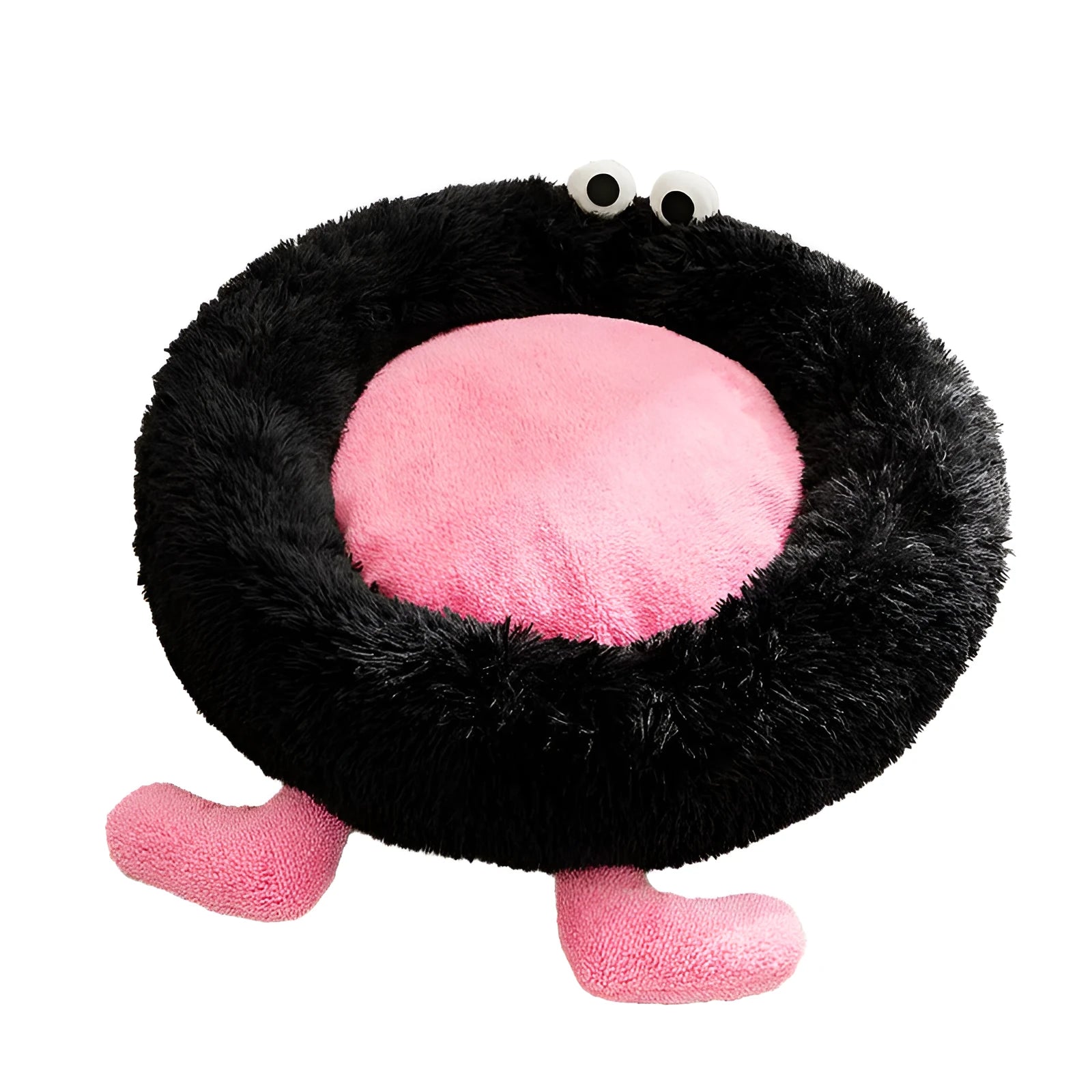 Elf Briquettes blue plush kennel-style dog bed mat with raised edges.
