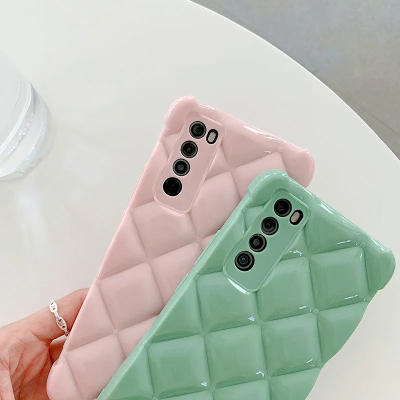 Solid colour silicone diamond phone case for Huawei P40 Pro smartphone on a table