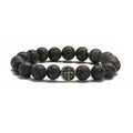 Volcanic rock agate geometry bracelet with stainless steel finishing, 19mm length