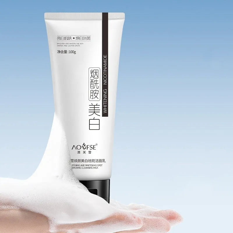 White facial cleanser bottle for whitening, freckle removal and pore cleansing