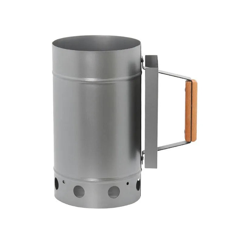 Zinc-iron alloy outdoor barbecue charcoal fire starter igniter with carbon bucket design
