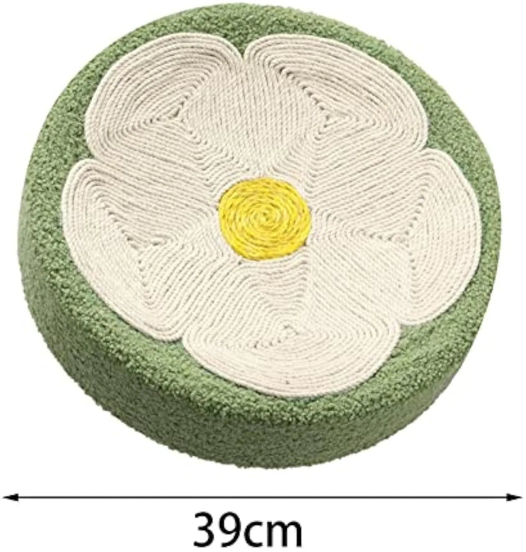 Green sisal cat scratcher bowl lounge bed with round deep design measuring 39cm diameter