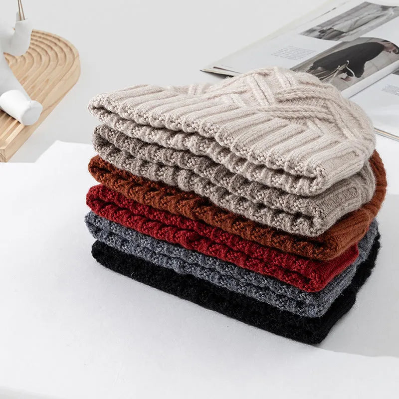 Women's wool knitted hat with dome crown in six colour options for autumn and winter wear