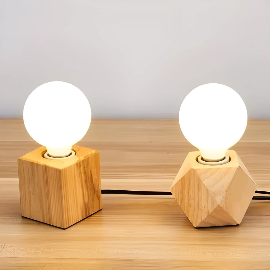 Retro wooden lamp holder with square design measuring 75x80mm