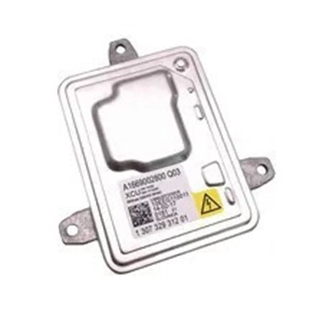Metal automotive headlight ballast unit for HID systems, dimensions 14 by 11 by 4.5 cm.
