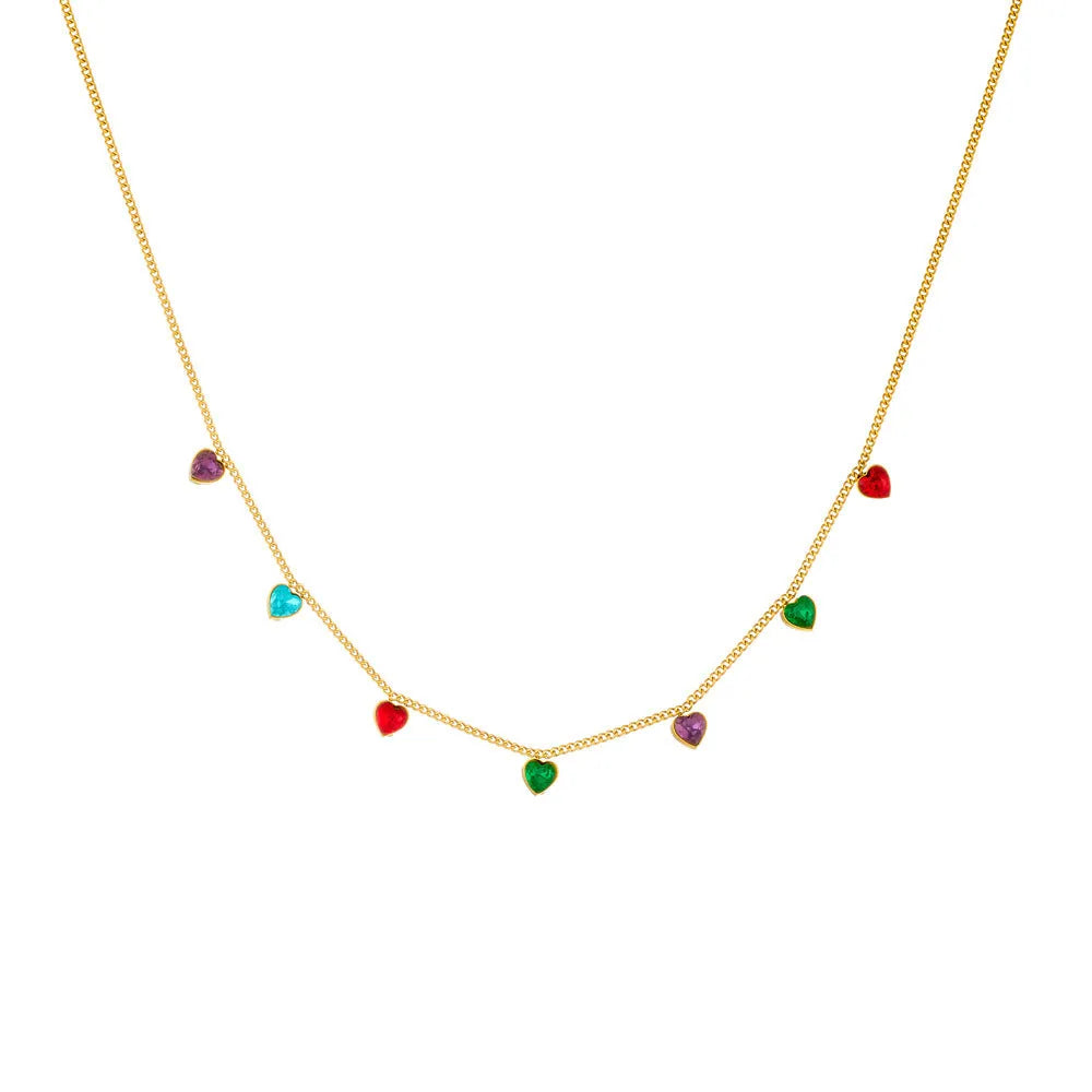 Women's gold-plated stainless steel necklace with heart-shaped pendant on regular chain