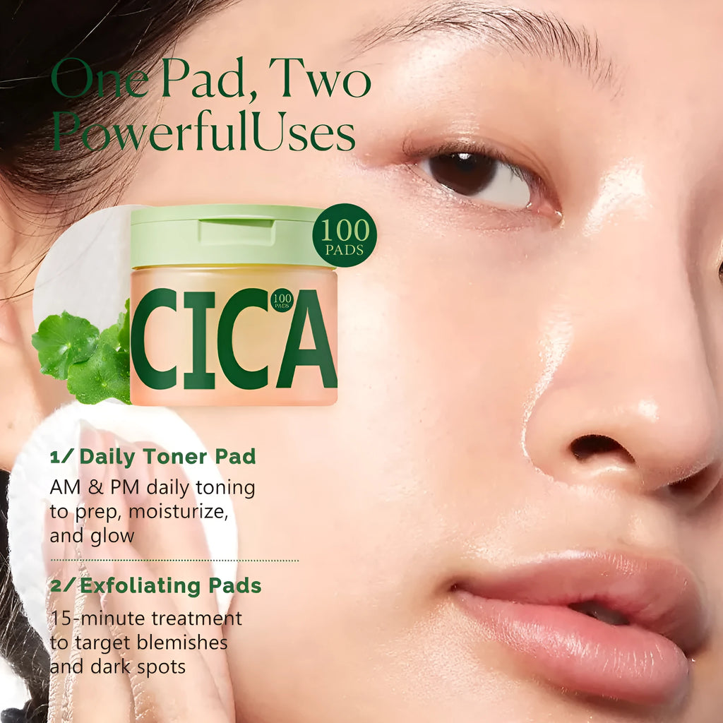 Centella Asiatica cleansing and skincare pads 100pcs borderless toner pads for facial cleansing and toning