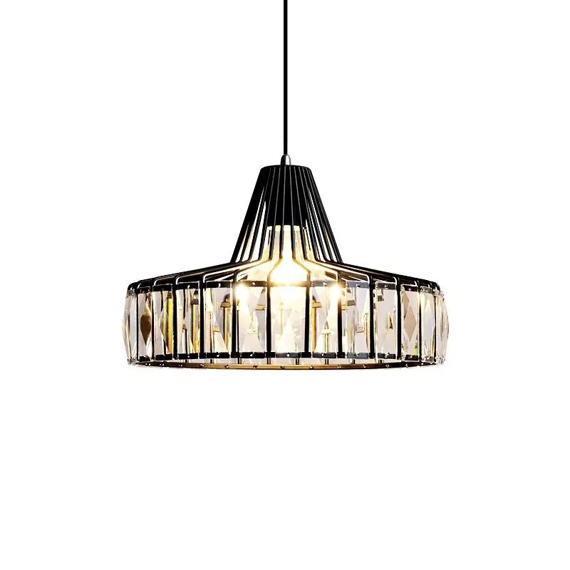 Modern crystal chandelier ceiling light in black or gold with LED full-spectrum lighting