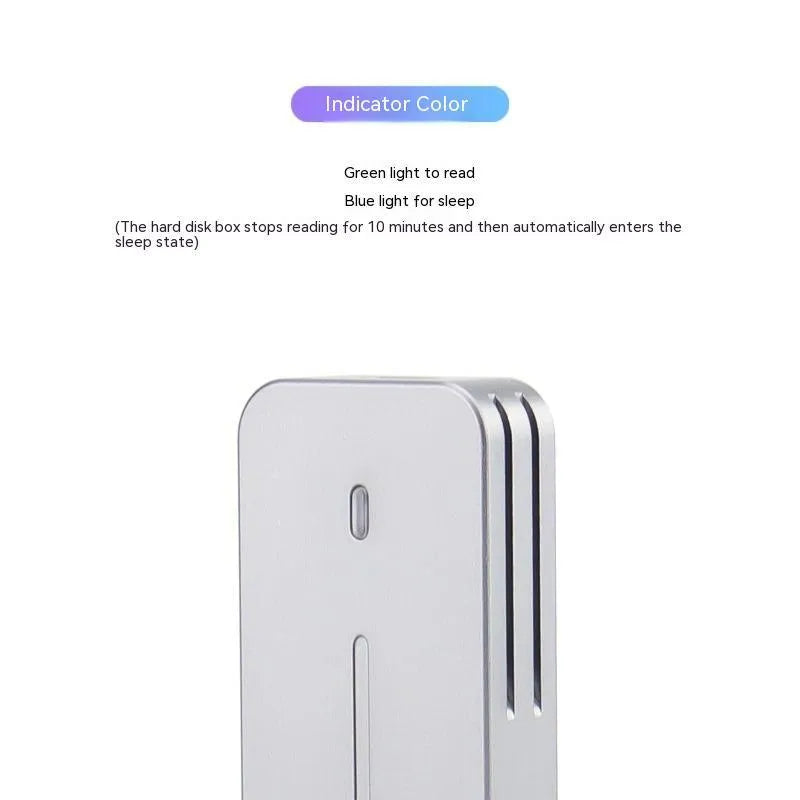 Aluminium alloy M.2 NVMe and SATA external SSD enclosure with USB-C port, measuring 5.2cm by 2.8cm.