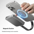 Grey magnetic mobile solid-state drive measuring 80×60×11.2mm with C to C cable and magnetic suction ring