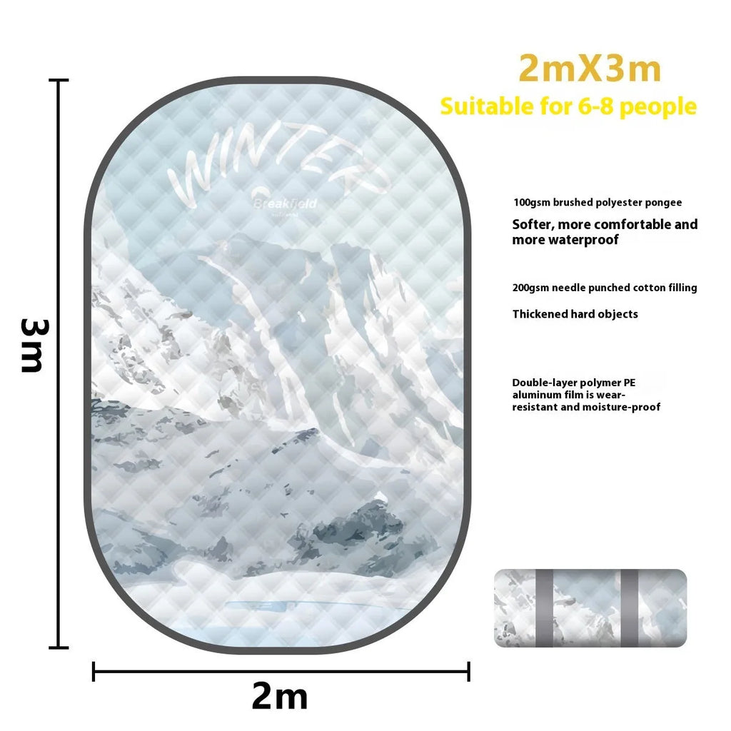 Waterproof picnic mat with brushed fabric texture shown in seasonal colour options