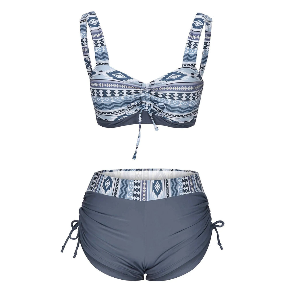 Women's two-piece bikini swimsuit with removable chest pads in the pictured colour.