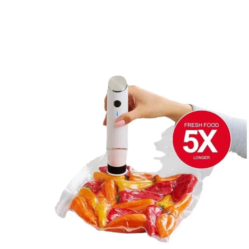 White USB electric suction pump with vacuum bags for food storage