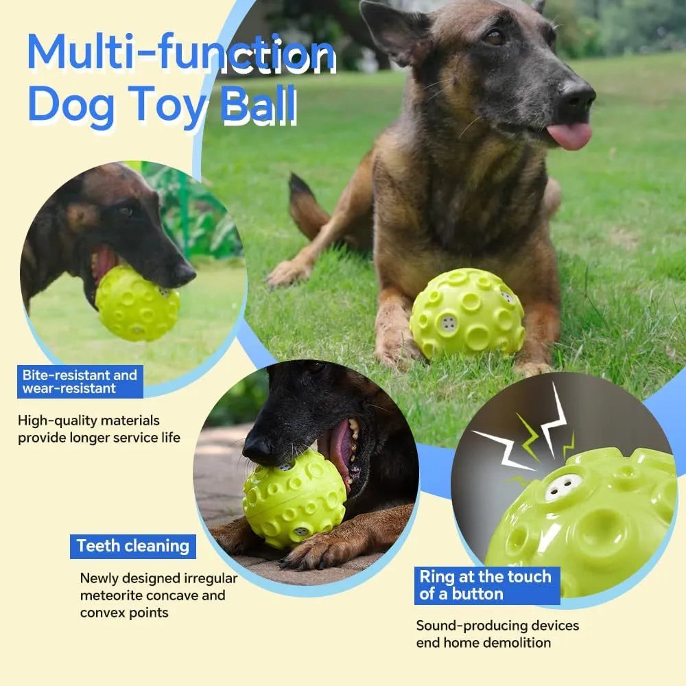 Colourful rubber dog toy ball with textured surface for aggressive chewers and anxiety relief