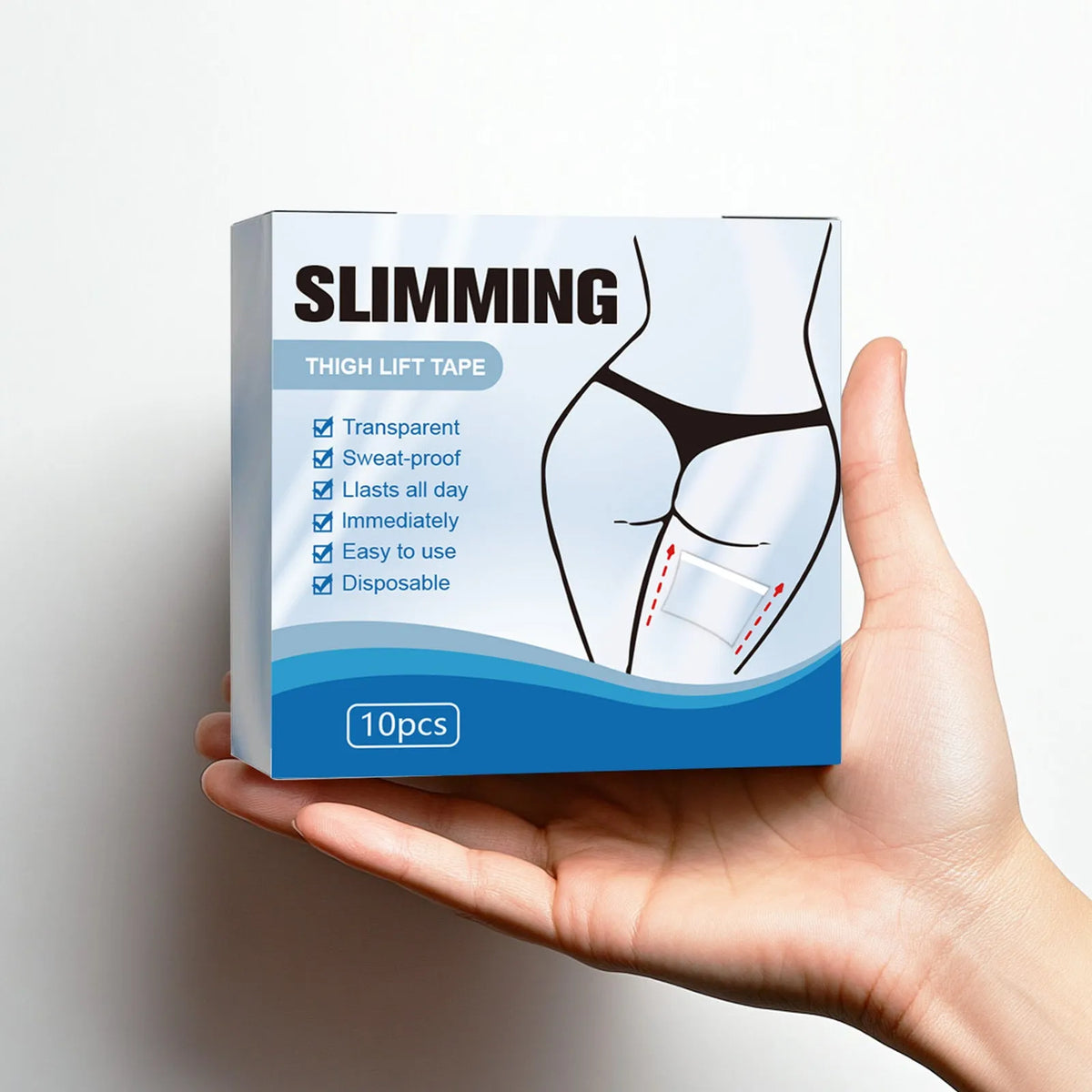 Box containing 10 individual square body shaping patches for slimming and body tightening.