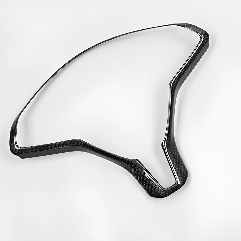Tesla Model S steering wheel decorative frame with carbon fibre colour trim around buttons and controls