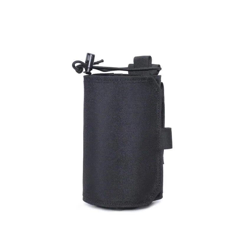 Adjustable Oxford cloth heat-holding bottle cover in black or khaki for outdoor use.