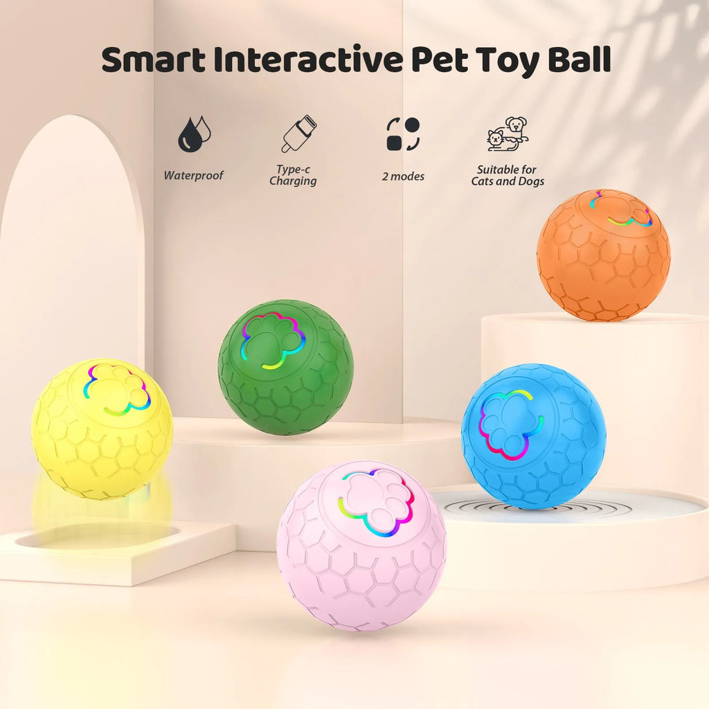 Silicone remote control gravity jumping pet ball for dogs and cats in blue, yellow, orange, pink or green