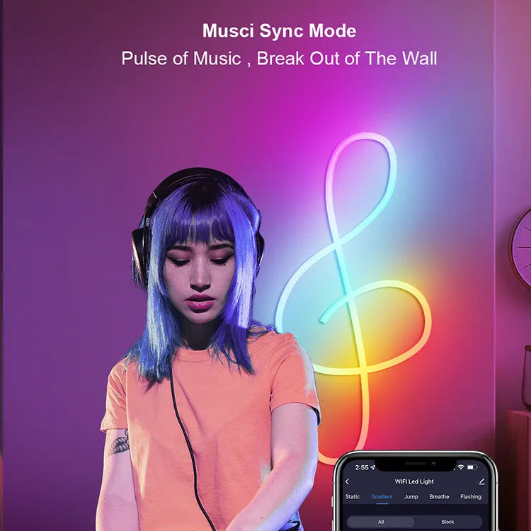 3-metre RGB LED neon light strip with remote control for Bluetooth music synchronisation