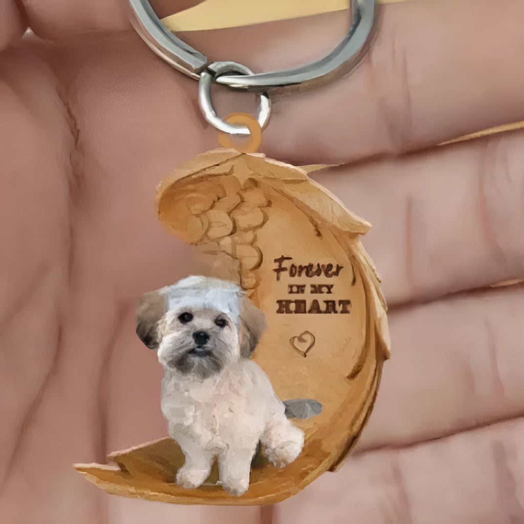 Clear acrylic dog-shaped car hanging ornament with picture style design