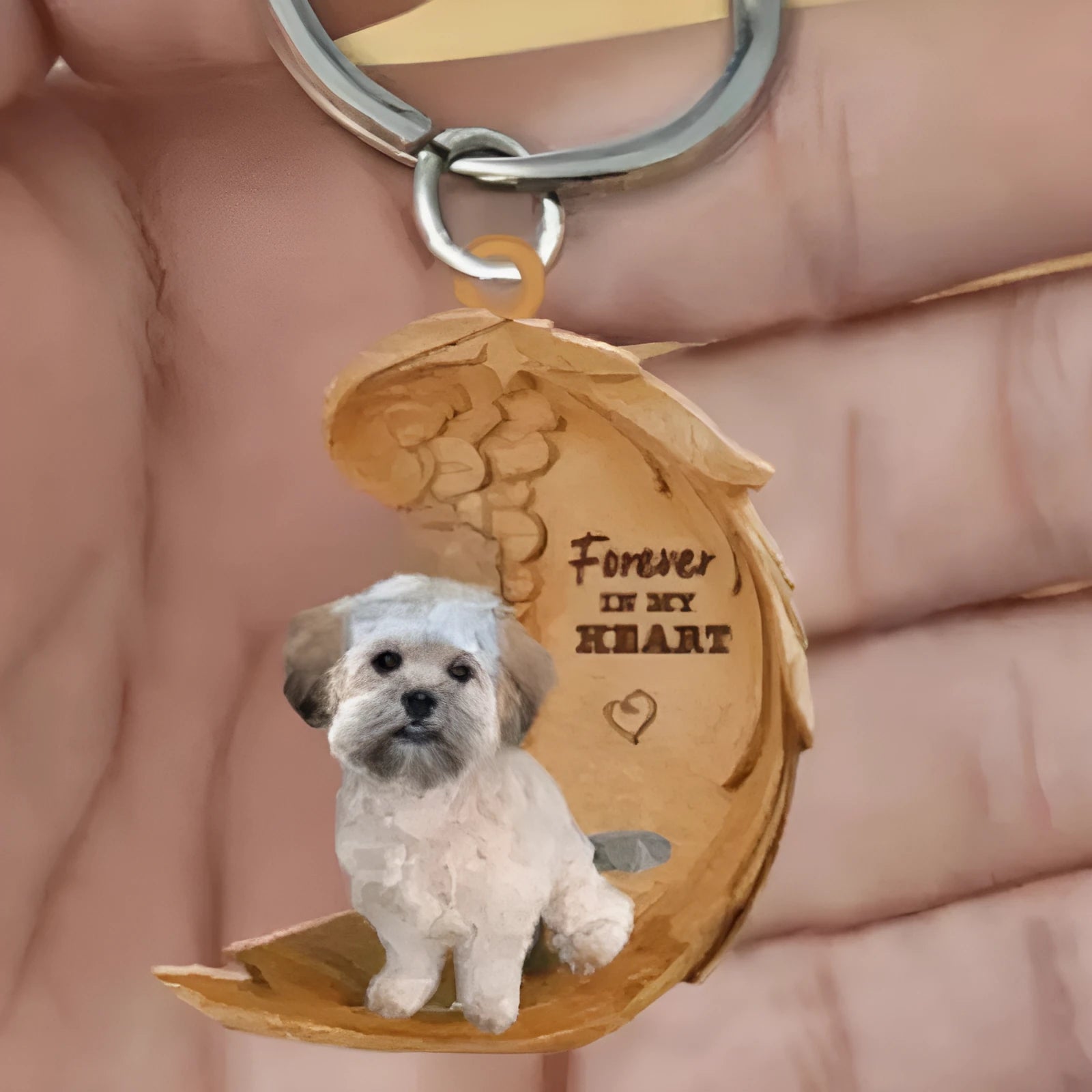 Clear acrylic dog-shaped car hanging ornament with picture style design
