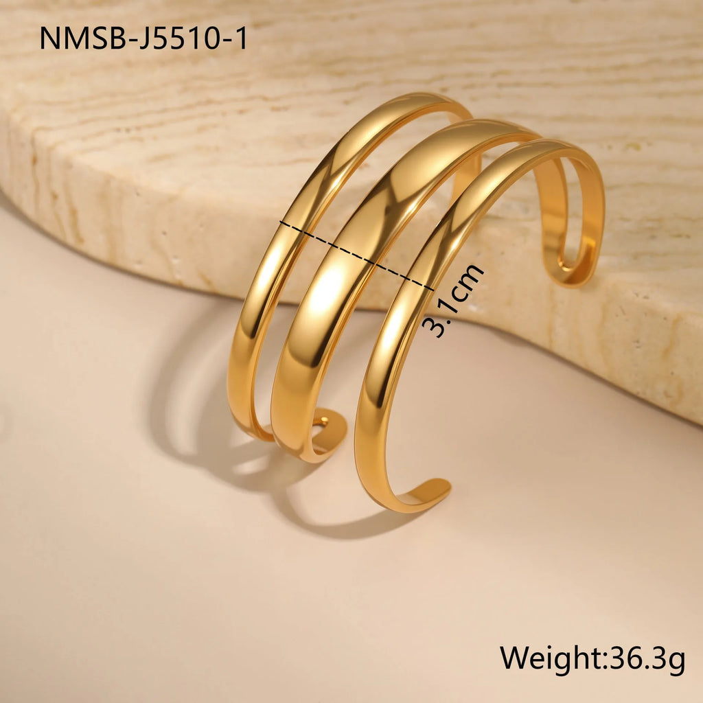 Stainless steel bracelet with simple opening clasp in gold or steel electroplated finish