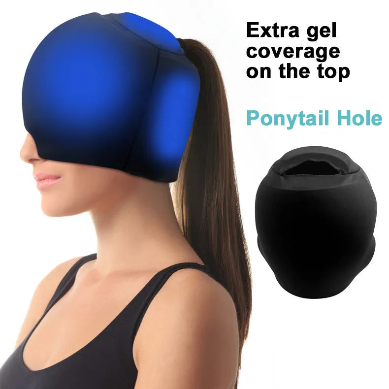 Fully enclosed cold compress cap in solid colour with polyester construction