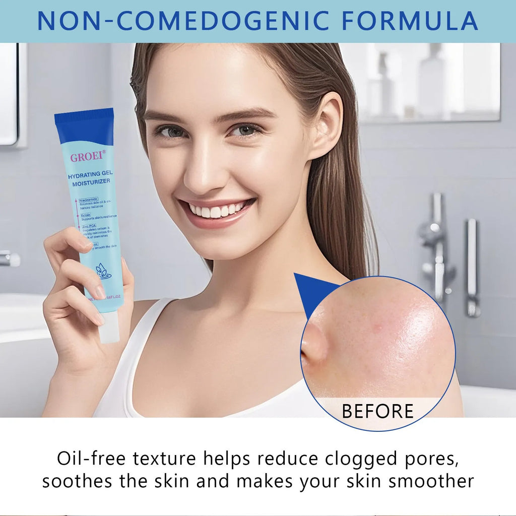 50ml moisturising facial gel tube with hyaluronic acid for hydration
