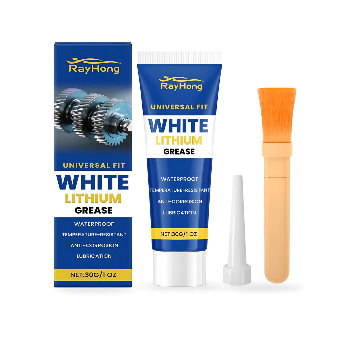 RAYHONG white lithium grease 30g tube with brush and nozzle applicator kit for automotive lubrication