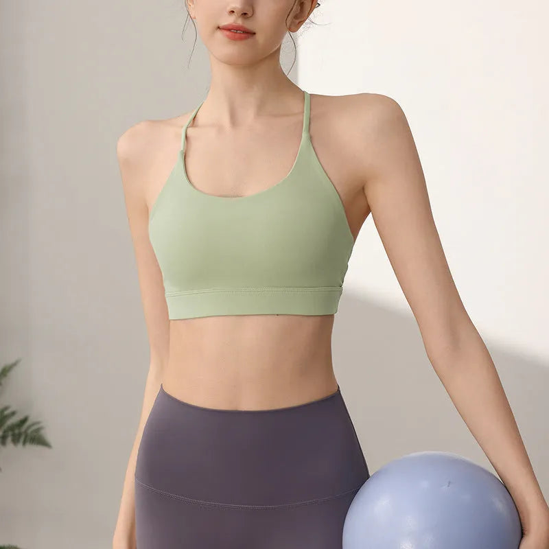 Women's nylon sports vest with fixed double shoulder straps in sunshine desert colour