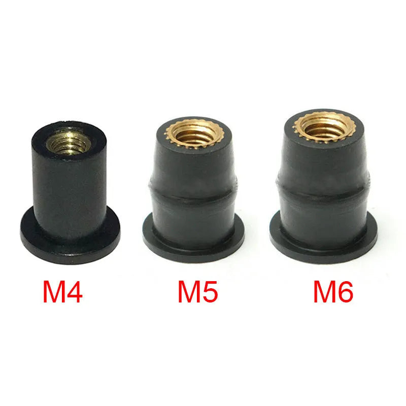Motorcycle rubber brass nut expansion well nut riveting fastener kit with M4 M5 M6 sizes