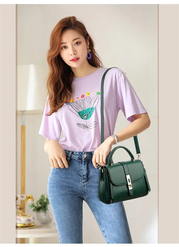 Soft PU leather women's shoulder messenger bag in square vertical design with adjustable strap