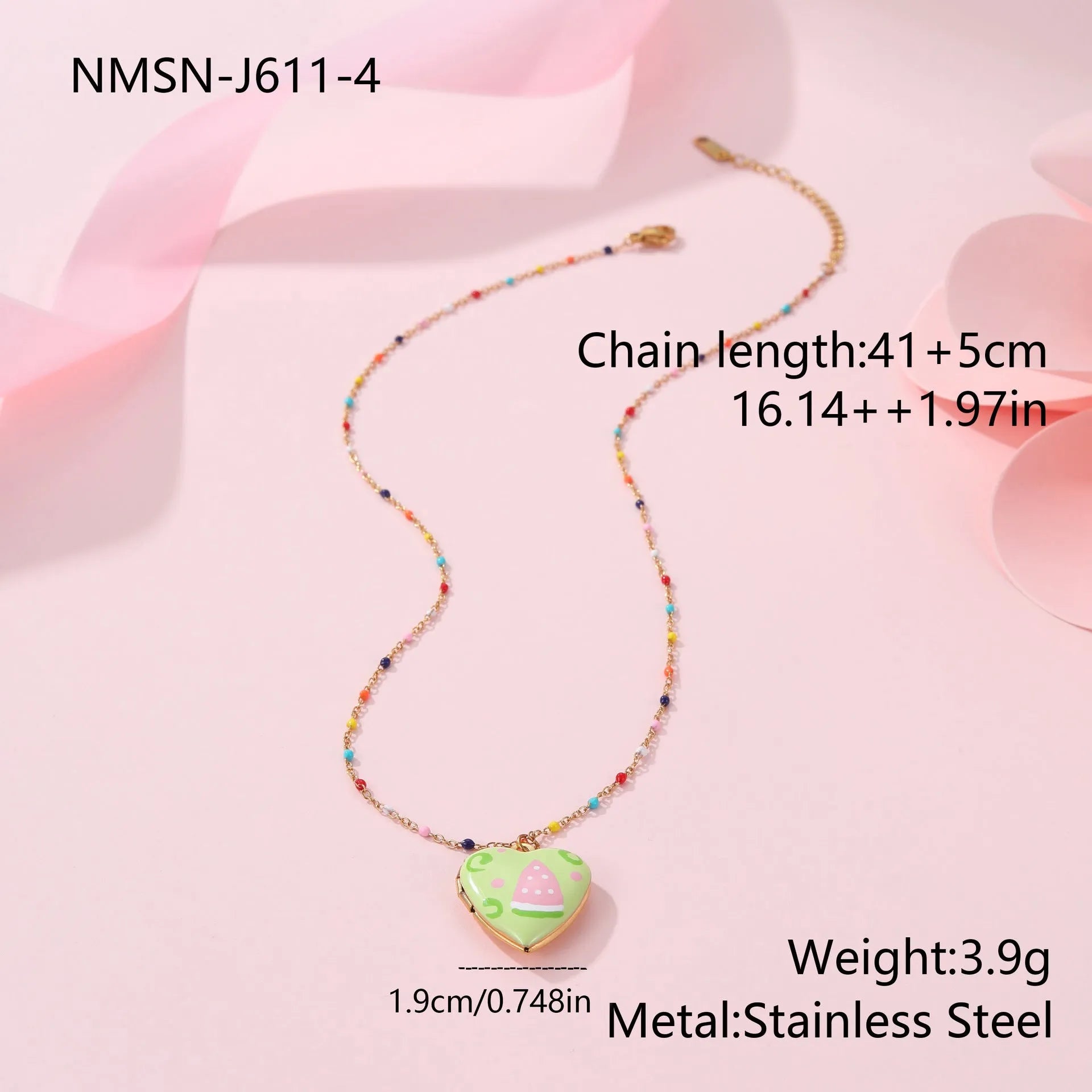 Gold-plated stainless steel necklace with fruit pendant on adjustable chain