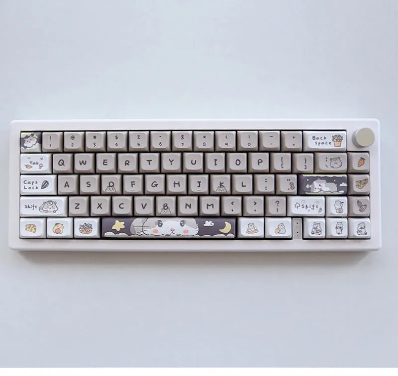 Custard and mouse character design mechanical keyboard keycaps set for 68 75 98 100 percent layouts