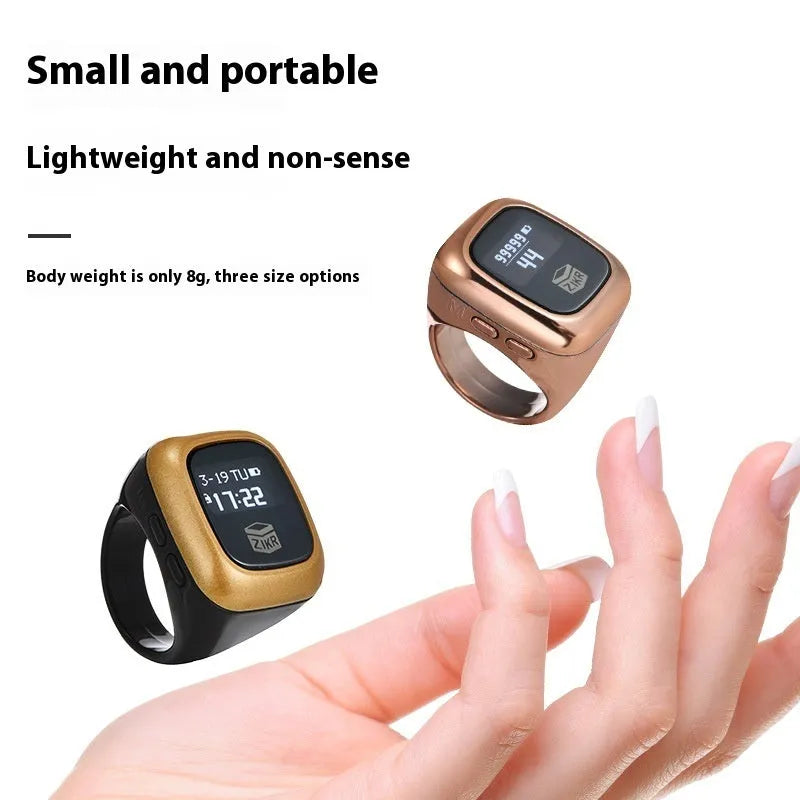 Al-fatiha Zikr electronic counter with digital display in choice of six colours and three band sizes.