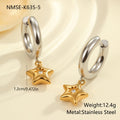 Christmas tree heart-shaped stainless steel earrings with star ornament designs and 18K electroplating