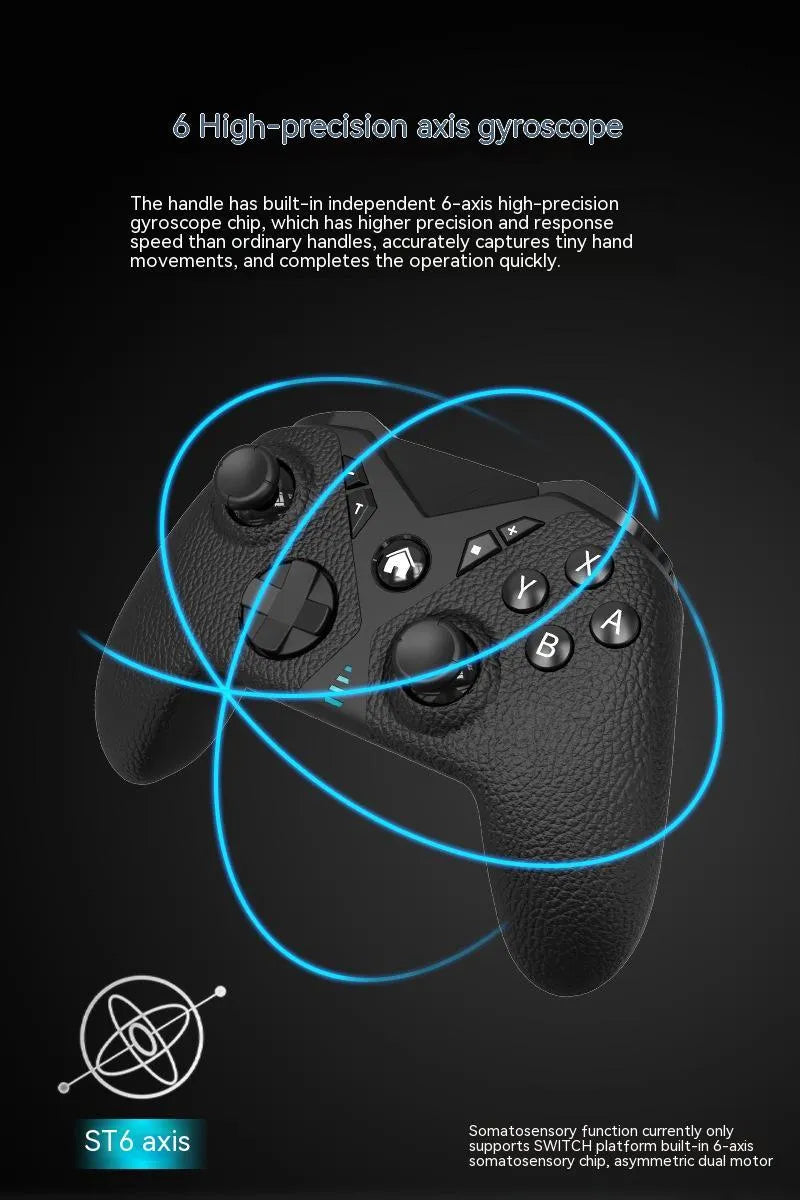 Black wireless game controller with leather texture for Nintendo Switch and mobile phones