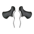 Pair of aluminium alloy road bicycle brake handles in black and black/silver finishes