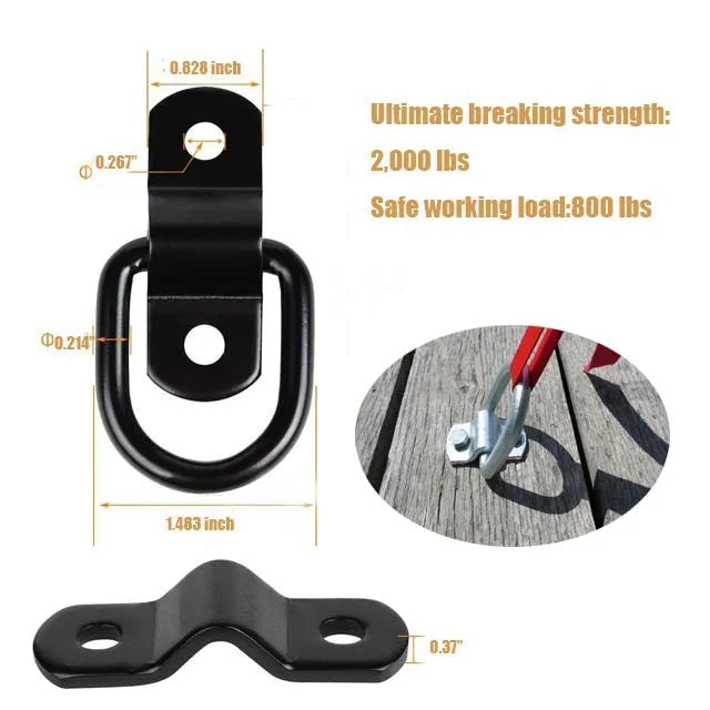 Galvanised carbon steel floor hook for trucks with black finish and pull ring design