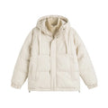 Winter loose fit cotton-padded coat in cardigan style with side seam pockets