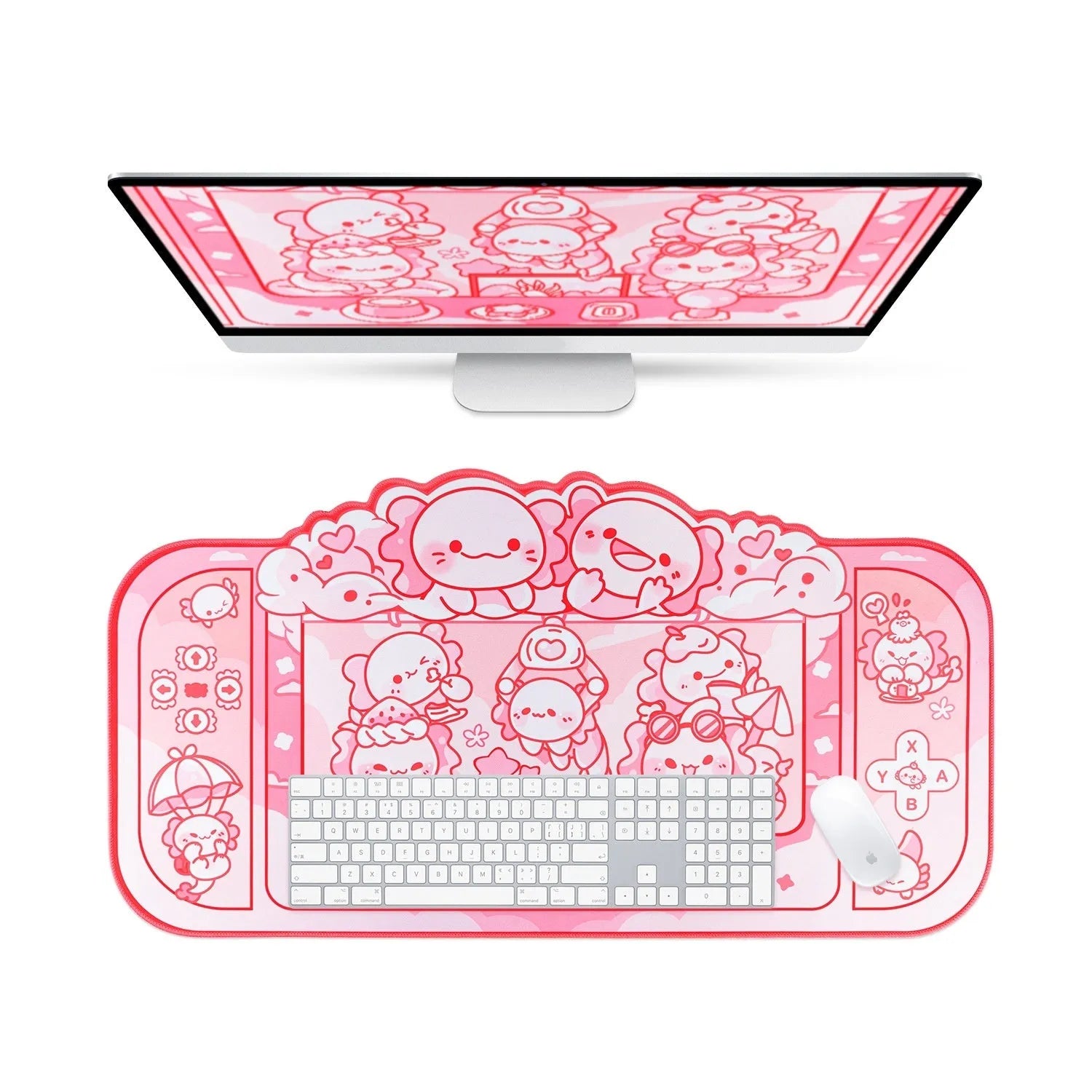 Hexagonal dragon crane machine anime cartoon large mouse pad 75x40cm with wrist support