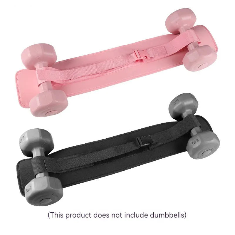 Black and pink adjustable hip bridge auxiliary strap for weight bearing fitness training