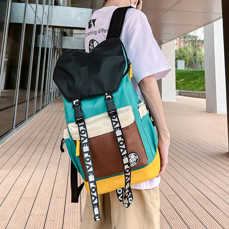 Oxford cloth backpack in black green or red with 32cm width and 17cm depth for students
